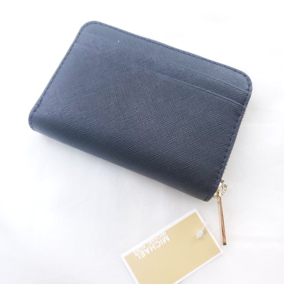 Michael Kors Womens Jet Set Travel Black Leather Credit Card Zip Around Wallet - Picture 2 of 10